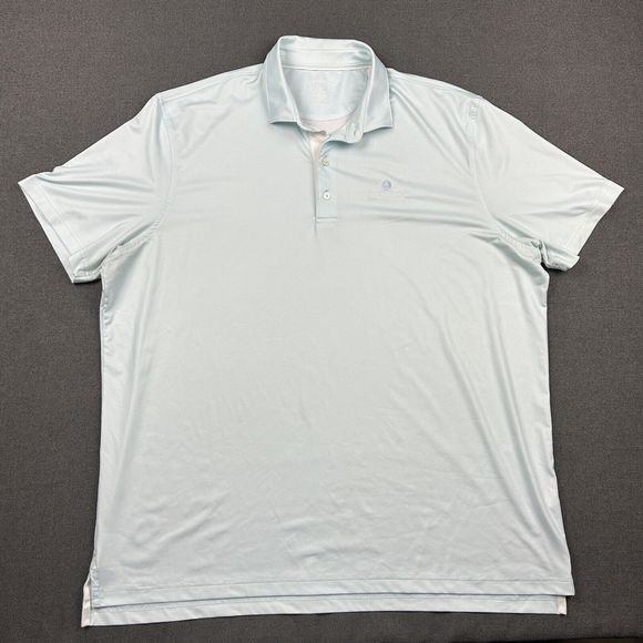 Johnnie-O‎ Polo Shirt Mens XXL Light Blue Short Sleeve Collar Logo Stretch Golf - Picture 1 of 8